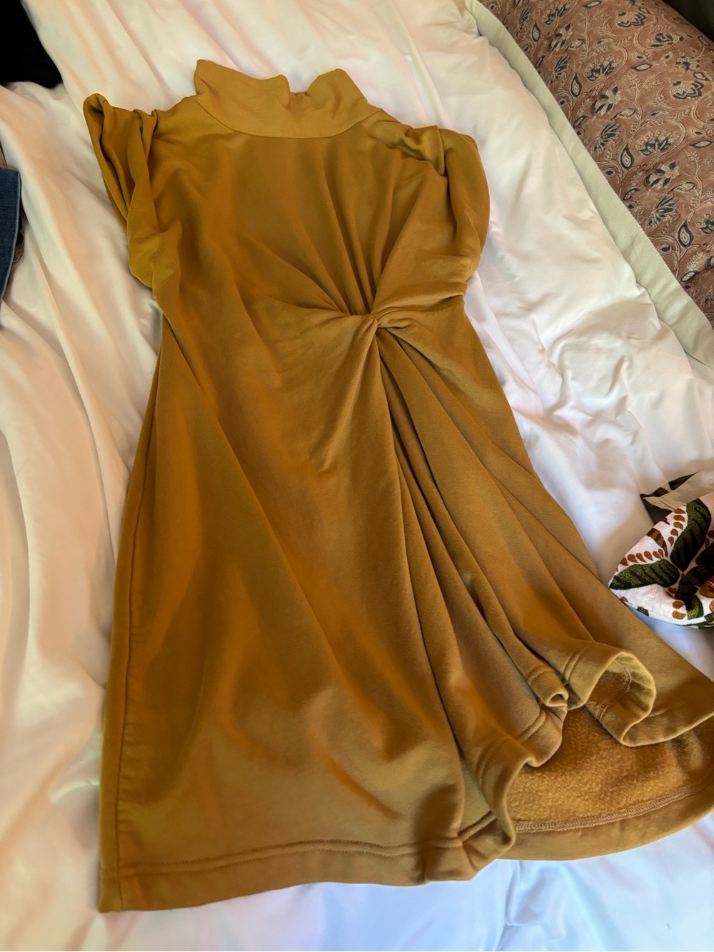 Anthropologie Stateside Twist-Knot Mini Dress in Mustard
